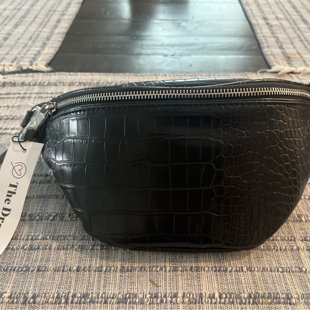 The Drop Black Faux Croc Vinyl Bum Bag Fanny Pack - NEW